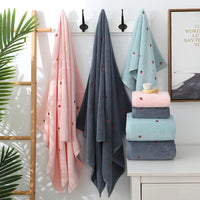 HKM-302035 Strawberry Embroidered Pure Cotton Bath and Beach Towel in Multiple Colors