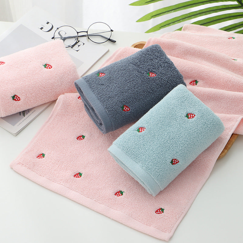 HKM-302035 Strawberry Embroidered Pure Cotton Bath and Beach Towel in Multiple Colors