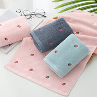 HKM-302035 Strawberry Embroidered Pure Cotton Bath and Beach Towel in Multiple Colors