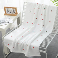 HKM-302035 Strawberry Embroidered Pure Cotton Bath and Beach Towel in Multiple Colors