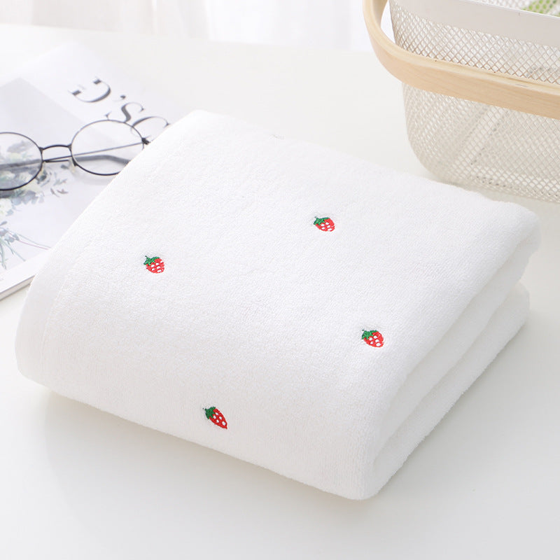 HKM-302035 Strawberry Embroidered Pure Cotton Bath and Beach Towel in Multiple Colors