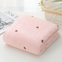HKM-302035 Strawberry Embroidered Pure Cotton Bath and Beach Towel in Multiple Colors