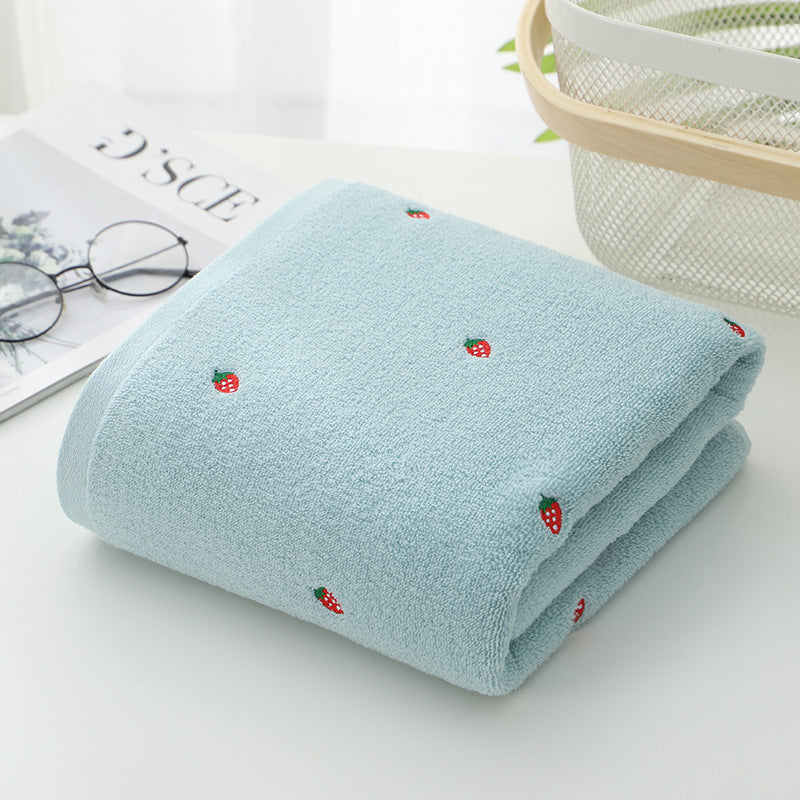 HKM-302035 Strawberry Embroidered Pure Cotton Bath and Beach Towel in Multiple Colors