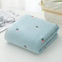 HKM-302035 Strawberry Embroidered Pure Cotton Bath and Beach Towel in Multiple Colors