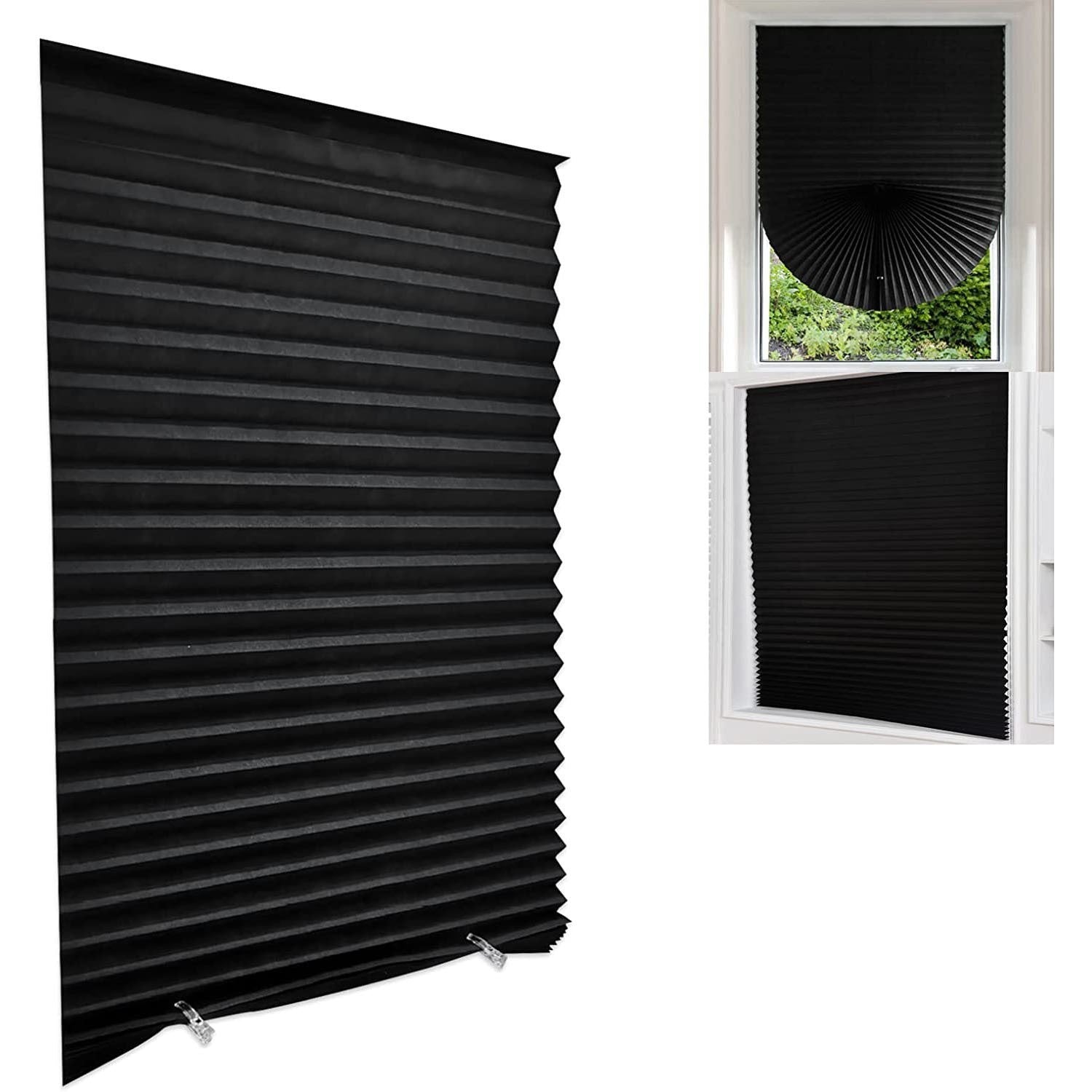 HKM-302163 Self-Adhesive Pleated Roller Shades - Full Shading & Half Shading Options in Various Colors and Sizes