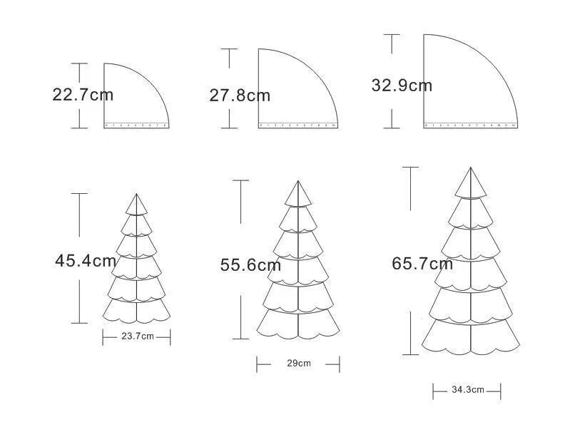 HKM-302227 Handmade Acrylic Christmas Tree Quilt Cover Ruler in Small, Medium, and Large Sizes