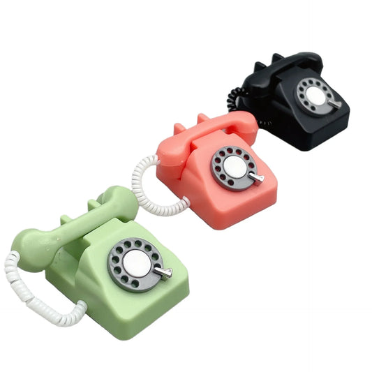 KTX-302291 1/12 Scale Mini Retro Telephone for Dollhouse Decor and Pretend Play Accessories