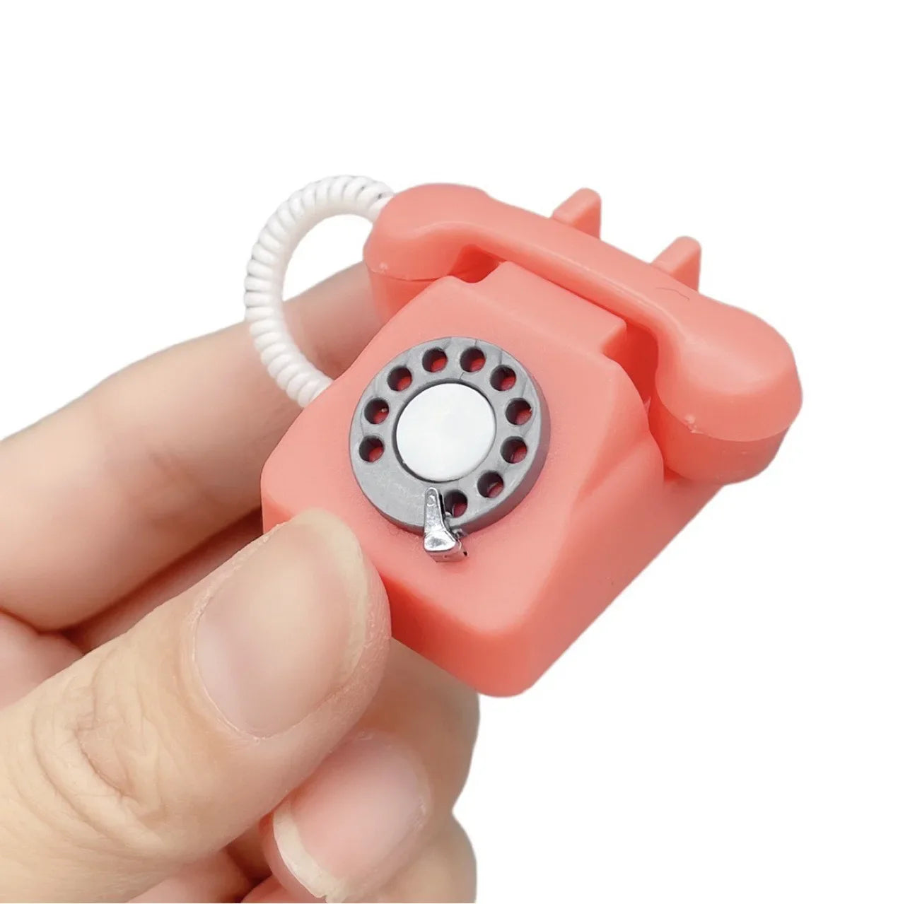 HKM-302291 1/12 Scale Mini Retro Telephone for Dollhouse Decor and Pretend Play Accessories