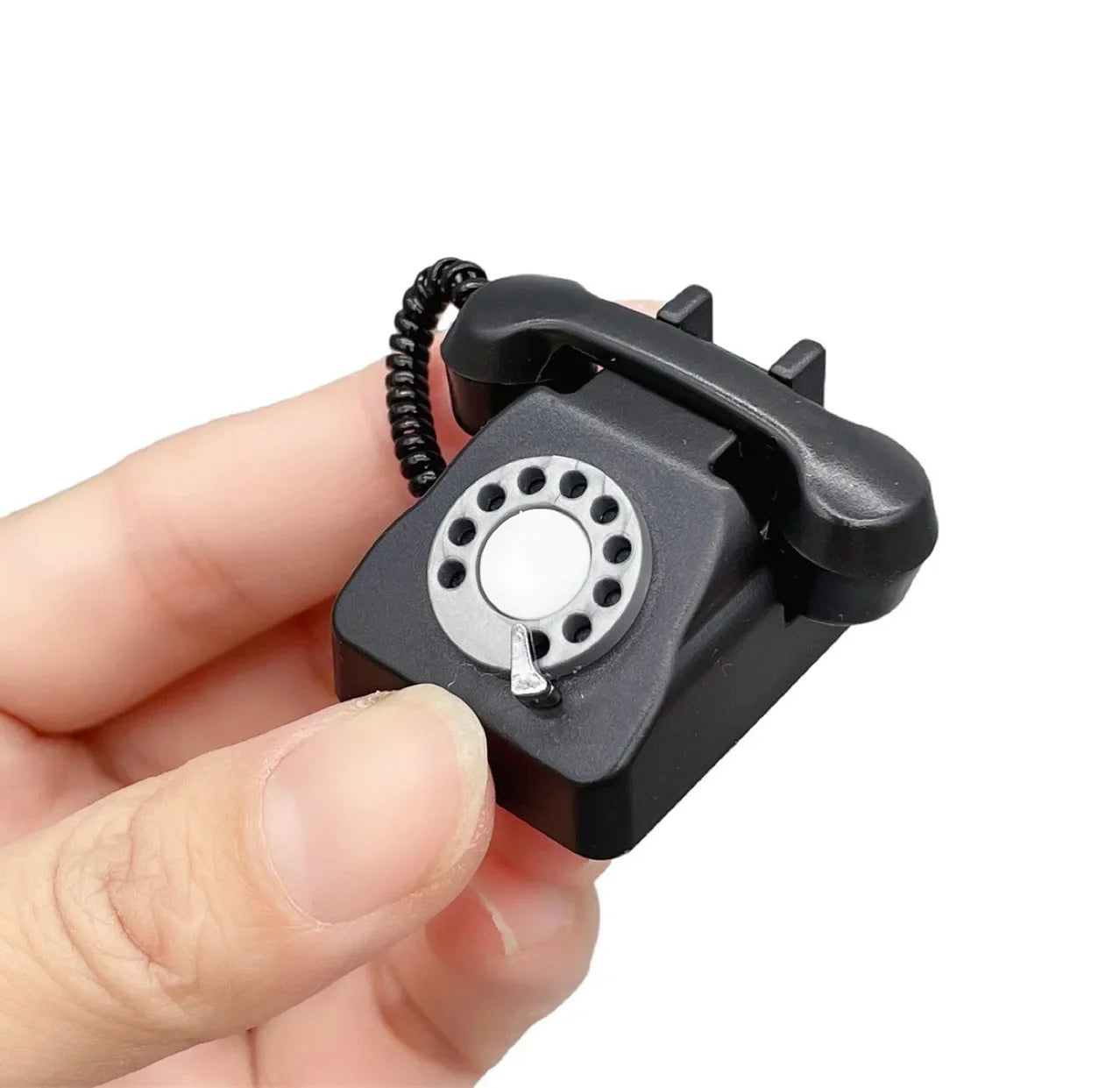 HKM-302291 1/12 Scale Mini Retro Telephone for Dollhouse Decor and Pretend Play Accessories