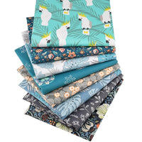 HKM-302291 Cotton Twill Floral Fabric Set - 8 Pieces of Printed Home Textile Material