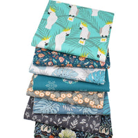HKM-302291 Cotton Twill Floral Fabric Set - 8 Pieces of Printed Home Textile Material