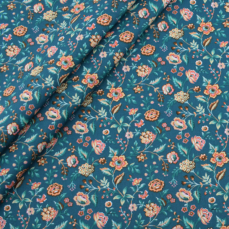 HKM-302291 Cotton Twill Floral Fabric Set - 8 Pieces of Printed Home Textile Material