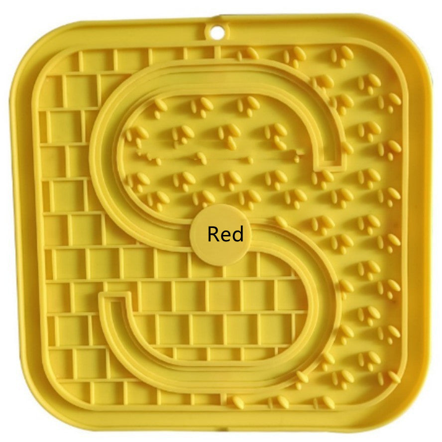 HKM-302483 Silicone Pet Slow Food Mat with Spatula – Eco-Friendly Tableware in Blue, Green, Orange, and Red