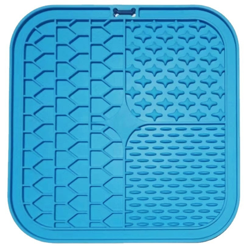 HKM-302483 Silicone Pet Slow Food Mat with Spatula – Eco-Friendly Tableware in Blue, Green, Orange, and Red
