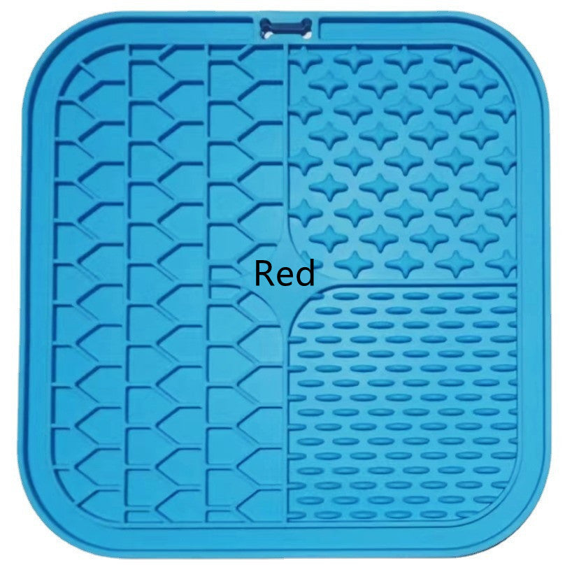 HKM-302483 Silicone Pet Slow Food Mat with Spatula – Eco-Friendly Tableware in Blue, Green, Orange, and Red
