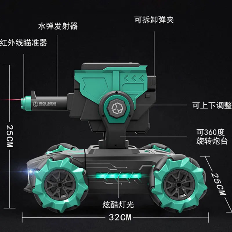 HKM-302611 360-Degree Drift Remote Control Water Bomb Armored Stunt Car with Lights and Music, 1:10 Scale