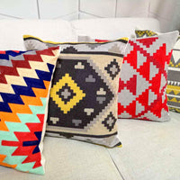 HKM-302675 Geometric Wool Embroidered Pillowcase in 100% Cotton - 45x45 cm