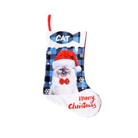 HKM-302739 Plaid Christmas Decoration for Pets - Cloth Design Featuring Cats and Dogs, 26x36cm
