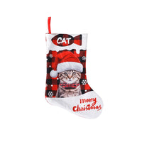 HKM-302739 Plaid Christmas Decoration for Pets - Cloth Design Featuring Cats and Dogs, 26x36cm
