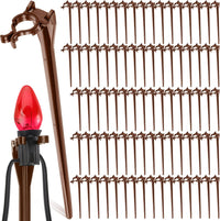HKM-302803 Christmas Light Stakes for C7/C9 String Lights - 400 Durable Black Plastic Yard Stakes, 7.5 Inches High