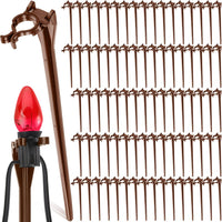 HKM-302803 Christmas Light Stakes for C7/C9 String Lights - 400 Durable Black Plastic Yard Stakes, 7.5 Inches High