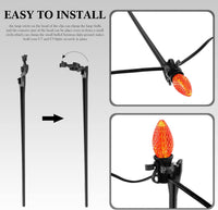 HKM-302803 Christmas Light Stakes for C7/C9 String Lights - 400 Durable Black Plastic Yard Stakes, 7.5 Inches High