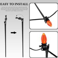 HKM-302803 Christmas Light Stakes for C7/C9 String Lights - 400 Durable Black Plastic Yard Stakes, 7.5 Inches High