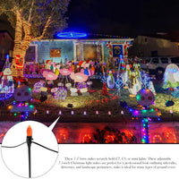 HKM-302803 Christmas Light Stakes for C7/C9 String Lights - 400 Durable Black Plastic Yard Stakes, 7.5 Inches High