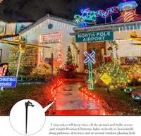 HKM-302803 Christmas Light Stakes for C7/C9 String Lights - 400 Durable Black Plastic Yard Stakes, 7.5 Inches High
