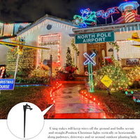 HKM-302803 Christmas Light Stakes for C7/C9 String Lights - 400 Durable Black Plastic Yard Stakes, 7.5 Inches High