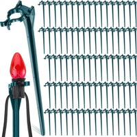 HKM-302803 Christmas Light Stakes for C7/C9 String Lights - 400 Durable Black Plastic Yard Stakes, 7.5 Inches High
