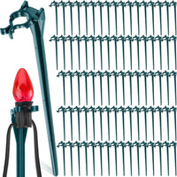HKM-302803 Christmas Light Stakes for C7/C9 String Lights - 400 Durable Black Plastic Yard Stakes, 7.5 Inches High