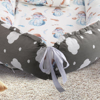 HKM-302931 Bionic Baby Mattress for Cribs - Soft Cotton Bed in Bed Design in Gray Leaves, White Balloon, and Gray Clouds