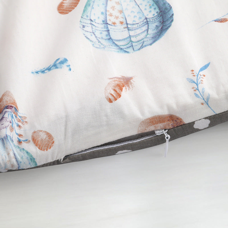 HKM-302931 Bionic Baby Mattress for Cribs - Soft Cotton Bed in Bed Design in Gray Leaves, White Balloon, and Gray Clouds