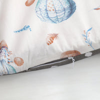 HKM-302931 Bionic Baby Mattress for Cribs - Soft Cotton Bed in Bed Design in Gray Leaves, White Balloon, and Gray Clouds