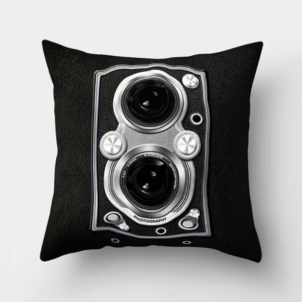 HKM-302995 Super Soft 3D Printing Camera Pillow Case - 45x45 cm Cushion Cover for Sofa & Bed