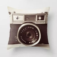 HKM-302995 Super Soft 3D Printing Camera Pillow Case - 45x45 cm Cushion Cover for Sofa & Bed