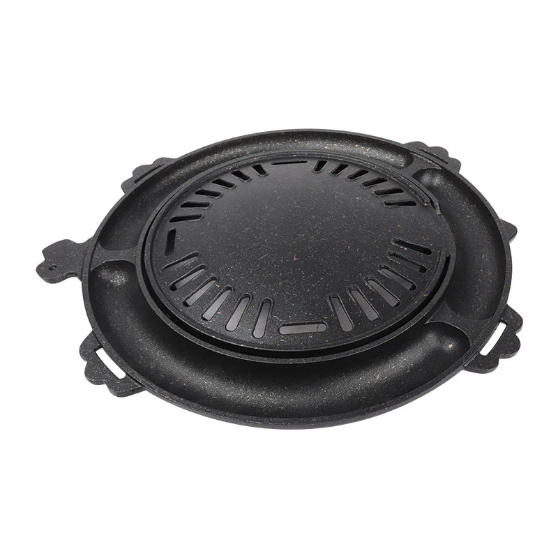 KTX-303123 Korean Style Die-Cast Aluminium Non-Stick Griddle Grill Pan for BBQ and Outdoor Cooking