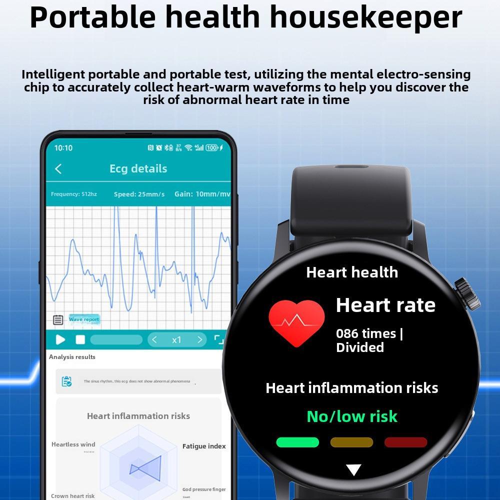 HKM-303123 Smartwatch with Health Monitoring, ECG, Blood Glucose, Body Temperature, Blood Pressure, and Sports Modes