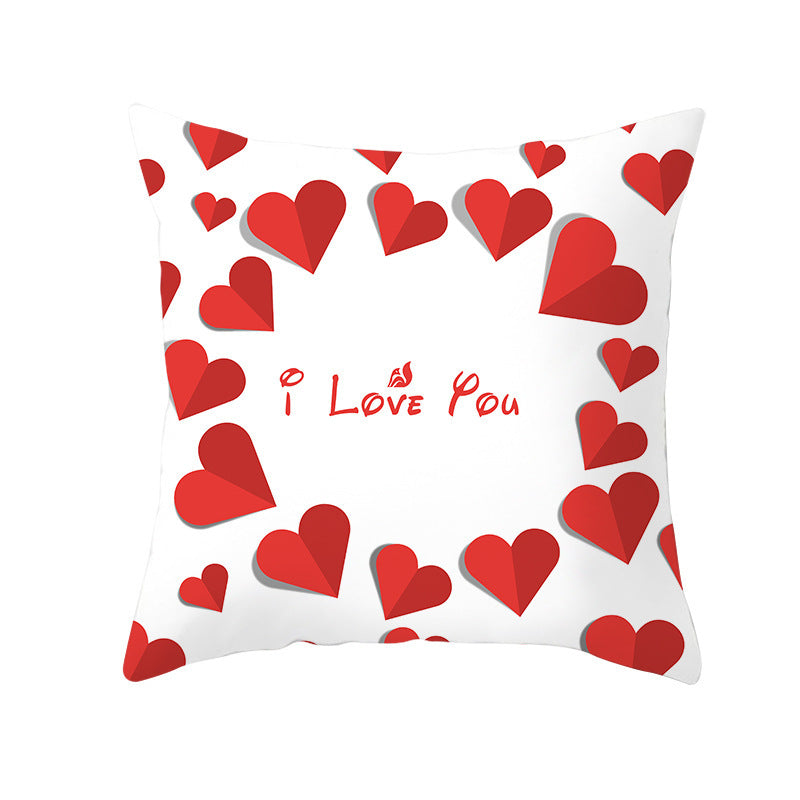 HKM-303315 Valentine's Day Heart Pattern Graphic Pillowcase - 45x45cm Polyester