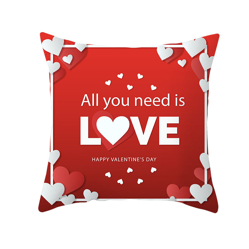 HKM-303315 Valentine's Day Heart Pattern Graphic Pillowcase - 45x45cm Polyester