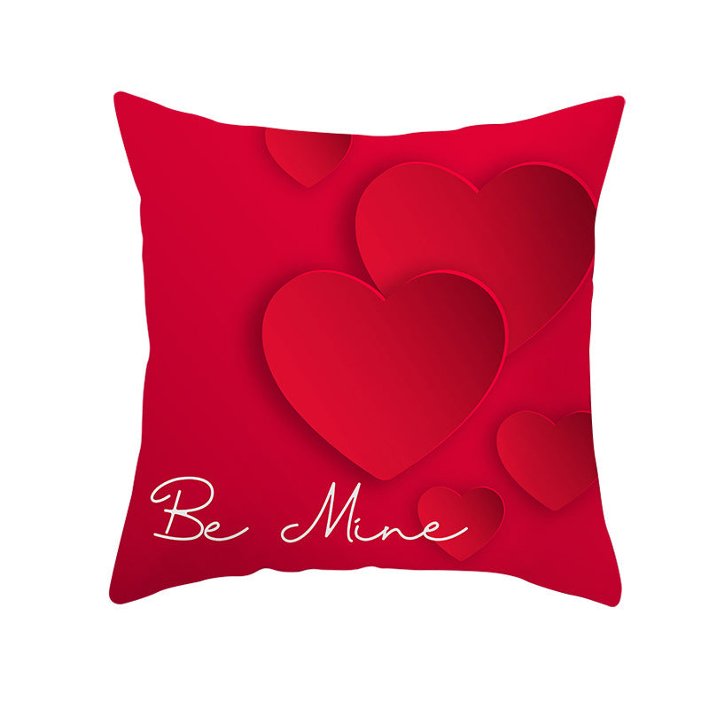 HKM-303315 Valentine's Day Heart Pattern Graphic Pillowcase - 45x45cm Polyester