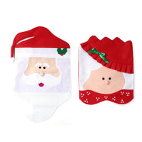 HKM-303379 Christmas Chair Cover Set with Free Cutlery Holder, Flannel Material for Holiday Decor