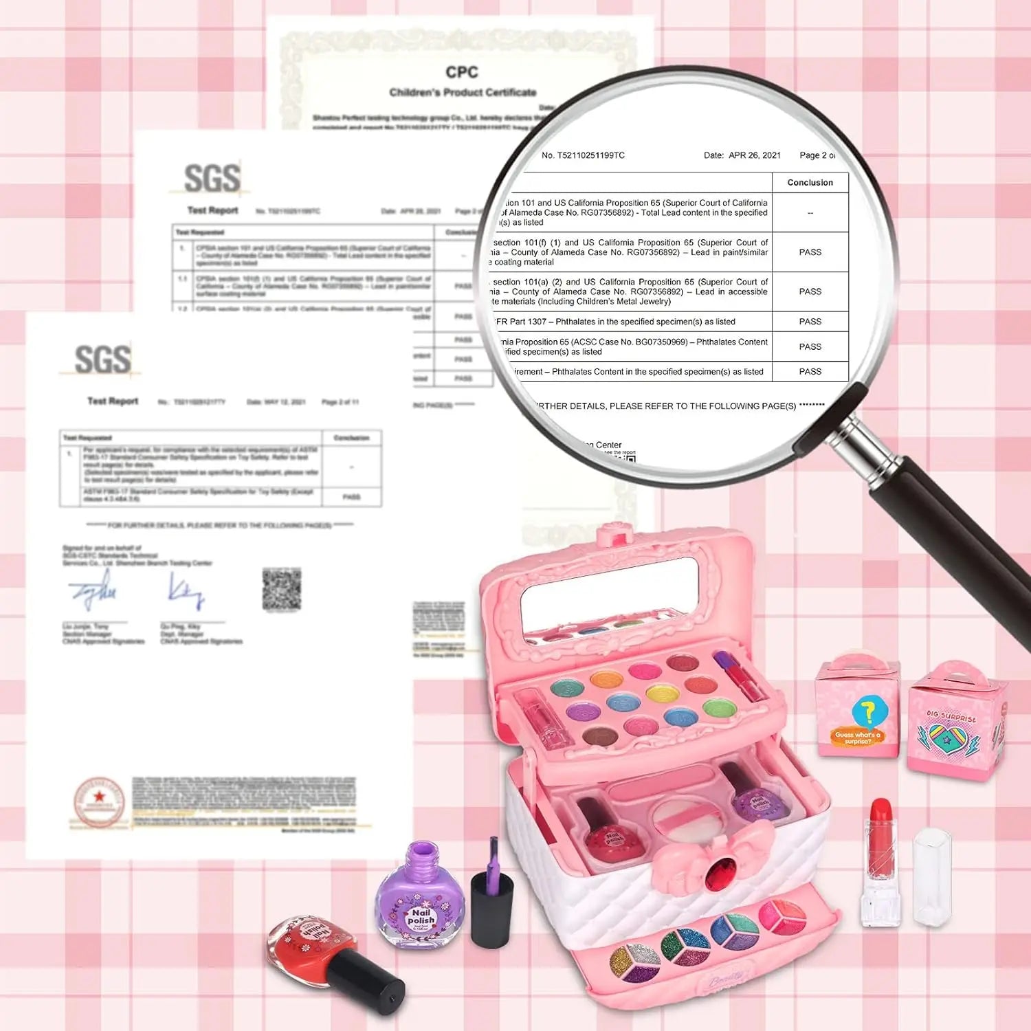 KTX-303443 Kids Pink Makeup Kit - Fun Pretend Play Set for Girls Aged 2 to 13 Years