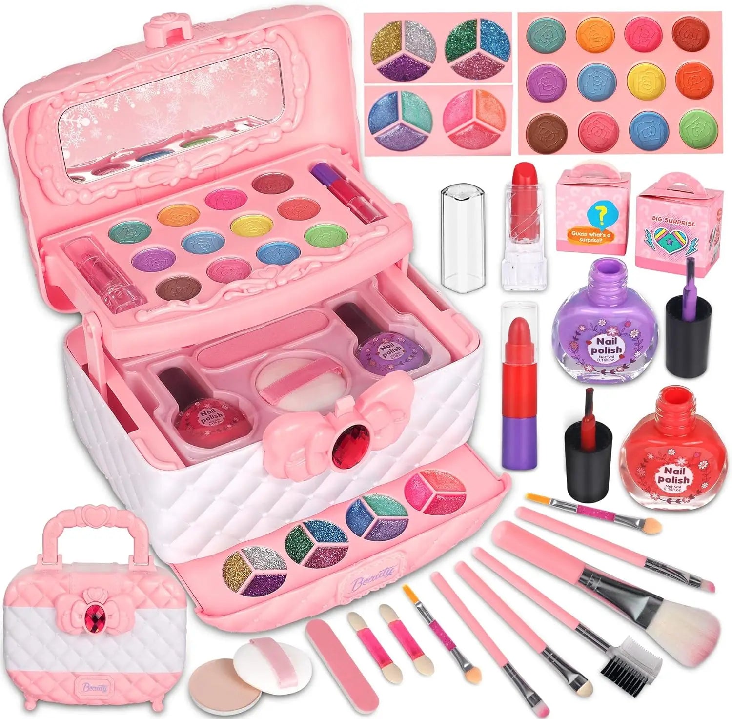 KTX-303443 Kids Pink Makeup Kit - Fun Pretend Play Set for Girls Aged 2 to 13 Years