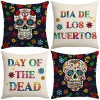 HKM-303571 Cartoon Skull Linen Pillow Cover for Halloween, 45x45cm, Nordic Style, Multiple Designs