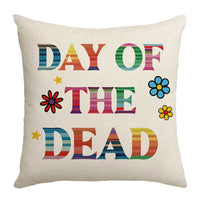 HKM-303571 Cartoon Skull Linen Pillow Cover for Halloween, 45x45cm, Nordic Style, Multiple Designs