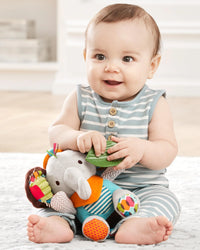 HKM-303571 Soft Plush Elephant Rattle and Teething Toy for Babies 0-24 Months