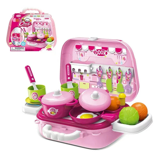 2 in 1 Kids Pretend Play Shoulder Bags Toy Set with Medical and Kitchen Tools