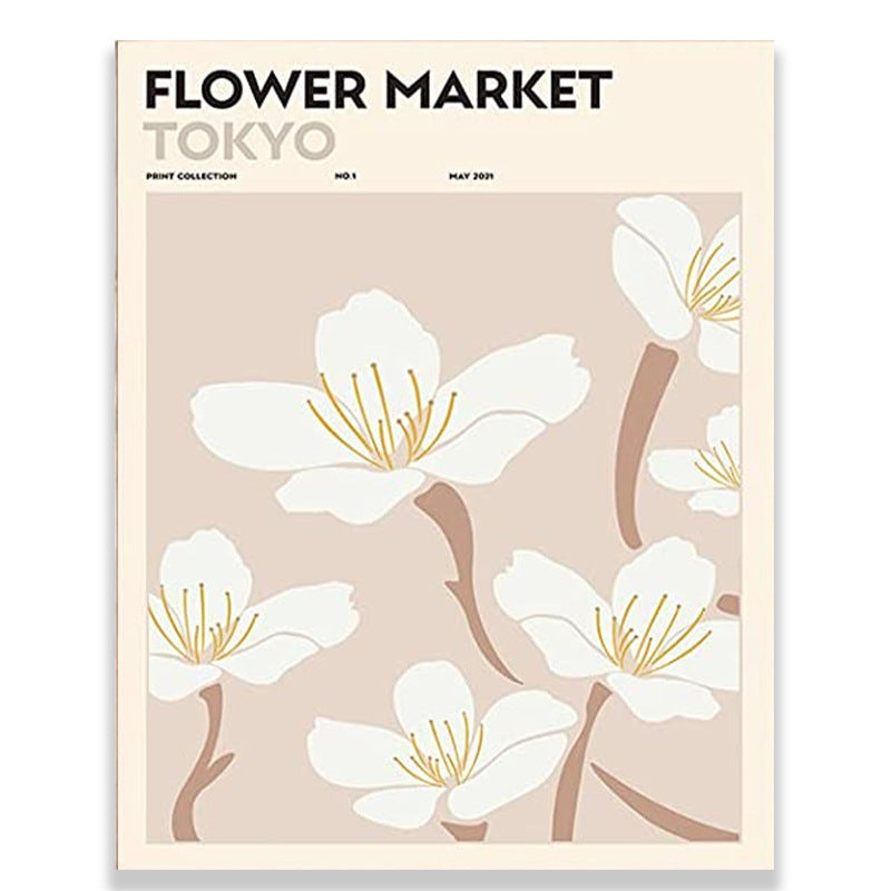 HKM-303763 Frameless Canvas Painting - Simple Plant Floral Wall Art Decor